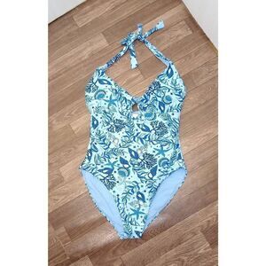 Stella Parker, seashell blue one piece bathing suit. Size xl